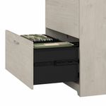 Bush Furniture Cabot 60W LShaped Computer Desk With Hutch And Lateral File Cabinet Linen White Oak Standard Delivery