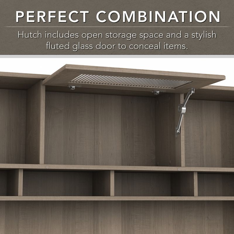 Bush Furniture Cabot 60W LShaped Computer Desk With Hutch And Lateral File Cabinet Ash Gray Standard Delivery