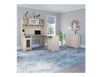 Bush Furniture Cabot 60W LShaped Computer Desk With Hutch And Lateral File Cabinet Linen White Oak Standard Delivery