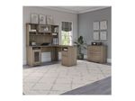 Bush Furniture Cabot 60W LShaped Computer Desk With Hutch And Lateral File Cabinet Ash Gray Standard Delivery