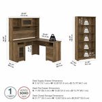 Bush Business Furniture Cabot 60W LShaped Corner Desk With Hutch And 5Shelf Bookcase Reclaimed Pine Standard Delivery