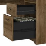 Bush Business Furniture Cabot 60W LShaped Corner Desk With Hutch And 5Shelf Bookcase Reclaimed Pine Standard Delivery