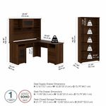 Bush Business Furniture Cabot 60W LShaped Corner Desk With Hutch And 5Shelf Bookcase Modern Walnut Standard Delivery