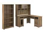 Bush Business Furniture Cabot 60W LShaped Corner Desk With Hutch And 5Shelf Bookcase Reclaimed Pine Standard Delivery