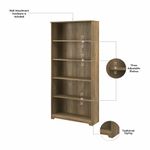 Bush Business Furniture Cabot 60W LShaped Corner Desk With Hutch And 5Shelf Bookcase Reclaimed Pine Standard Delivery