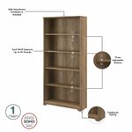 Bush Business Furniture Cabot 60W LShaped Corner Desk With Hutch And 5Shelf Bookcase Reclaimed Pine Standard Delivery