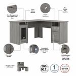 Bush Business Furniture Cabot 60W LShaped Corner Desk With Hutch Lateral File Cabinet And 5Shelf Bookcase Modern Gray Standard Delivery