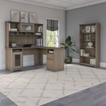 Bush Business Furniture Cabot 60W LShaped Corner Desk With Hutch And 5Shelf Bookcase Ash Gray Standard Delivery