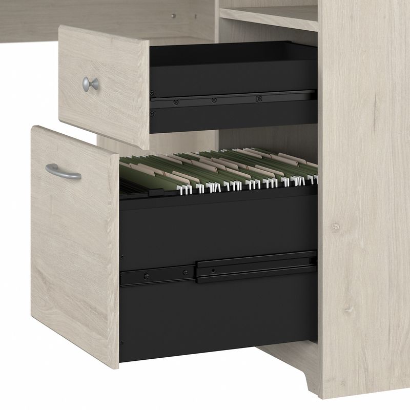 Bush Furniture Cabot 60W LShaped Computer Desk With Hutch Linen White Oak Standard Delivery