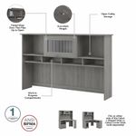Bush Business Furniture Cabot 60W LShaped Corner Desk With Hutch Lateral File Cabinet And 5Shelf Bookcase Modern Gray Standard Delivery