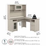 Bush Furniture Cabot 60W LShaped Computer Desk With Hutch Linen White Oak Standard Delivery