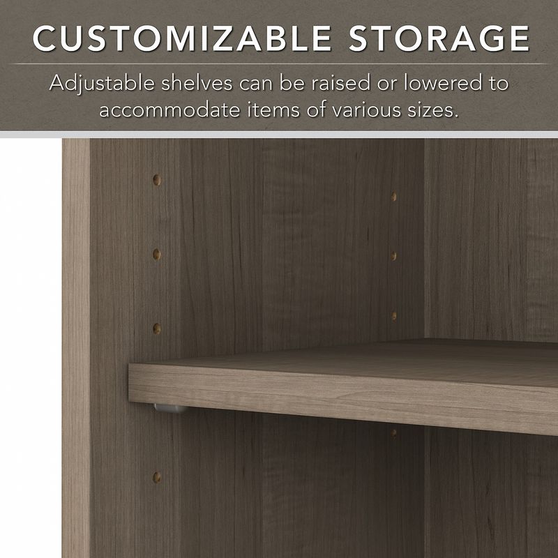 Bush Business Furniture Cabot 60W LShaped Corner Desk With Hutch And 5Shelf Bookcase Ash Gray Standard Delivery