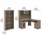 Bush Business Furniture Cabot 60W LShaped Corner Desk With Hutch And 5Shelf Bookcase Ash Gray Standard Delivery
