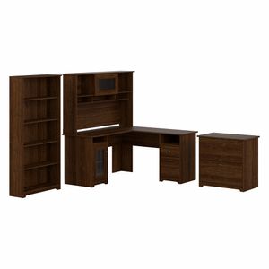 Bush Business Furniture Cabot 60"W L-Shaped Corner Desk With Hutch