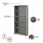 Bush Business Furniture Cabot 60W LShaped Corner Desk With Hutch Lateral File Cabinet And 5Shelf Bookcase Modern Gray Standard Delivery