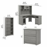 Bush Business Furniture Cabot 60W LShaped Corner Desk With Hutch Lateral File Cabinet And 5Shelf Bookcase Modern Gray Standard Delivery