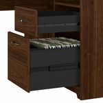 Bush Business Furniture Cabot 60W LShaped Corner Desk With Hutch Lateral File Cabinet And 5Shelf Bookcase Modern Walnut Standard Delivery