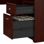 Bush Business Furniture Cabot 60W LShaped Corner Desk With Hutch And 5Shelf Bookcase Harvest Cherry Standard Delivery