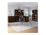 Bush Business Furniture Cabot 60W LShaped Corner Desk With Hutch Lateral File Cabinet And 5Shelf Bookcase Modern Walnut Standard Delivery