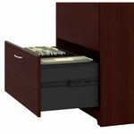 Bush Business Furniture Cabot 60W LShaped Corner Desk With Hutch Lateral File And 5Shelf Bookcase Harvest Cherry Standard Delivery