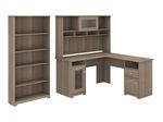 Bush Business Furniture Cabot 60W LShaped Corner Desk With Hutch And 5Shelf Bookcase Ash Gray Standard Delivery