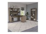 Bush Business Furniture Cabot 60W LShaped Corner Desk With Hutch And 5Shelf Bookcase Ash Gray Standard Delivery