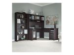 Bush Business Furniture Cabot 60W LShaped Corner Desk With Hutch And 5Shelf Bookcase Espresso Oak Standard Delivery