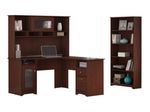 Bush Business Furniture Cabot 60W LShaped Corner Desk With Hutch And 5Shelf Bookcase Harvest Cherry Standard Delivery