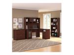 Bush Business Furniture Cabot 60W LShaped Corner Desk With Hutch Lateral File And 5Shelf Bookcase Harvest Cherry Standard Delivery