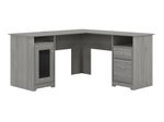 Bush Business Furniture Cabot 60W LShaped Corner Desk With Hutch Lateral File Cabinet And 5Shelf Bookcase Modern Gray Standard Delivery