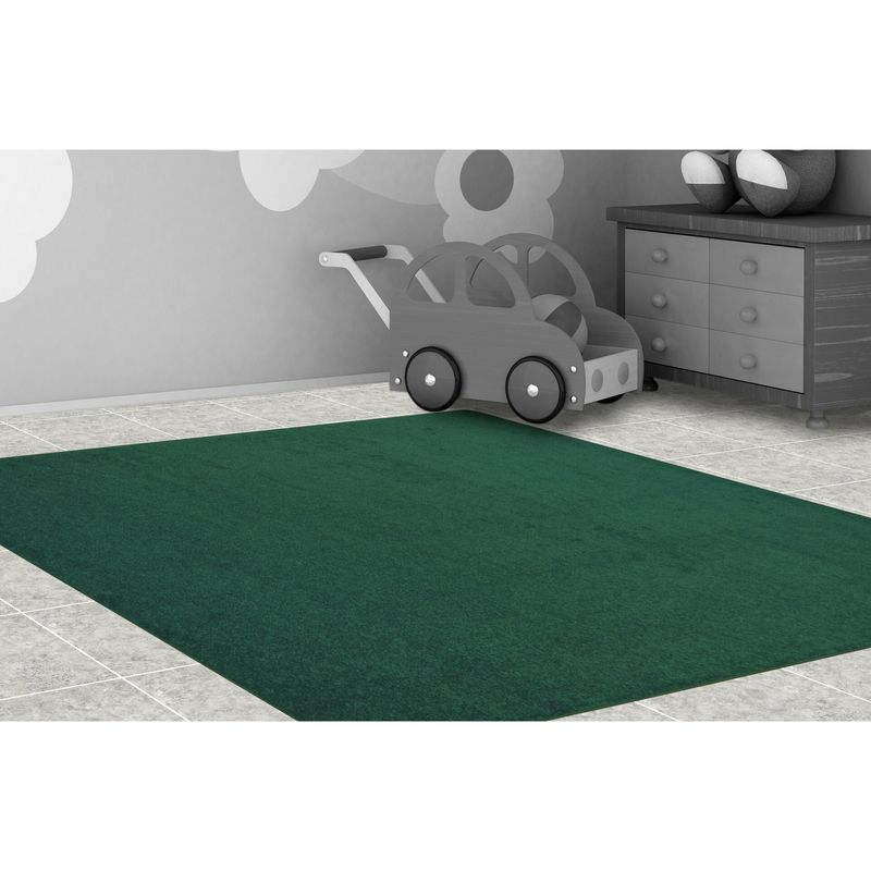 Joy Carpets Kid Essentials Solid Color Rectangle Area Rug Endurance 6 x 9 Forest