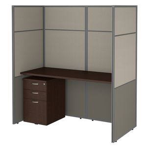 Bush Business Furniture Easy Office 60"W Cubicle Desk With File Cabinet And 66"H Closed Panels Workstation