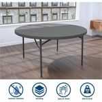Dorel Zown Commercial Round Blow Mold Fold Table  Round Top  4 Legs  750 lb Capacity  60 Table Top Diameter  60535SGY1E