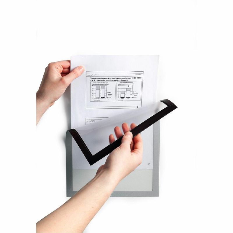 DURABLE DURAFRAME Magnetic Sign Holders 912 x 12 Silver Set Of 2 Holders
