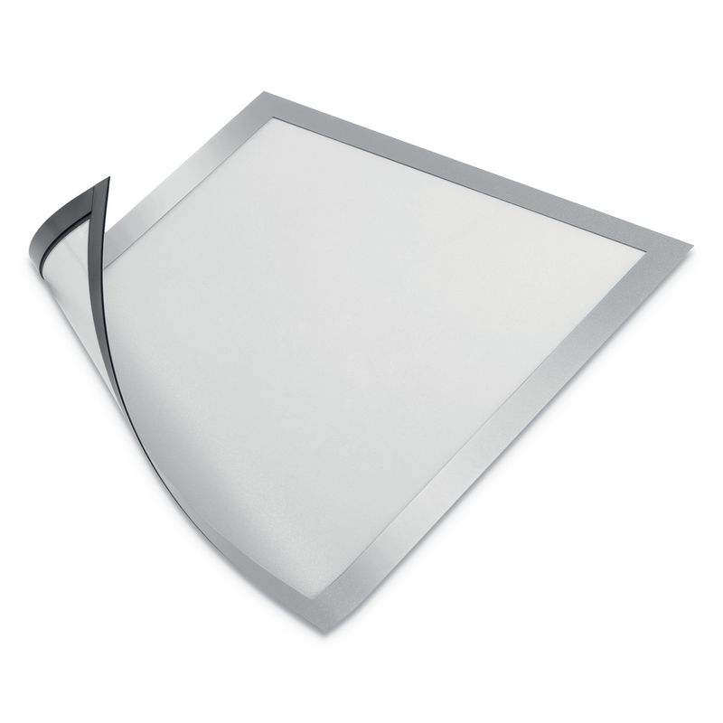 DURABLE DURAFRAME Magnetic Sign Holders 912 x 12 Silver Set Of 2 Holders