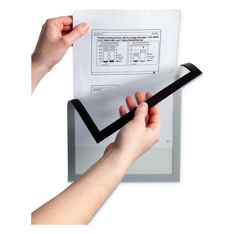 DURABLE DURAFRAME Magnetic Sign Holders 912 x 12 Silver Set Of 2 Holders