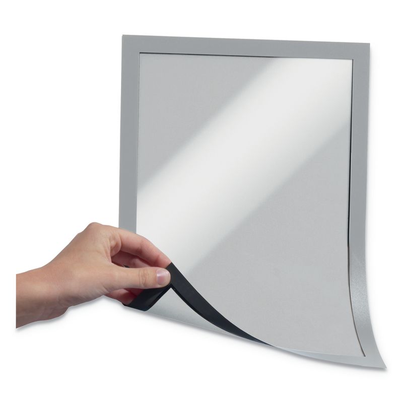 DURABLE DURAFRAME Magnetic Sign Holders 912 x 12 Silver Set Of 2 Holders