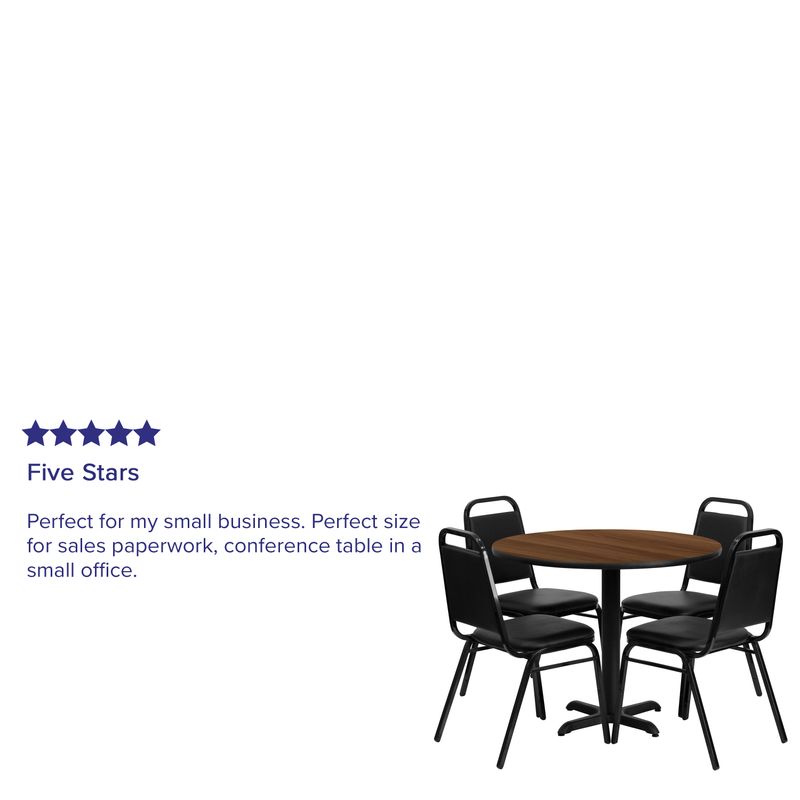 Flash Furniture Round Table With 4 Banquet Chairs 30 x 36 WalnutBlack